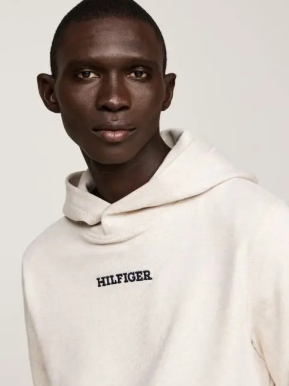 Tommy Hilfiger Moška bela jopica Monotype Heathered Oatmilk Tommy Hilfiger