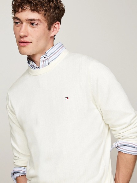 Tommy Hilfiger Moški beli pulover Ivory Tommy Hilfiger