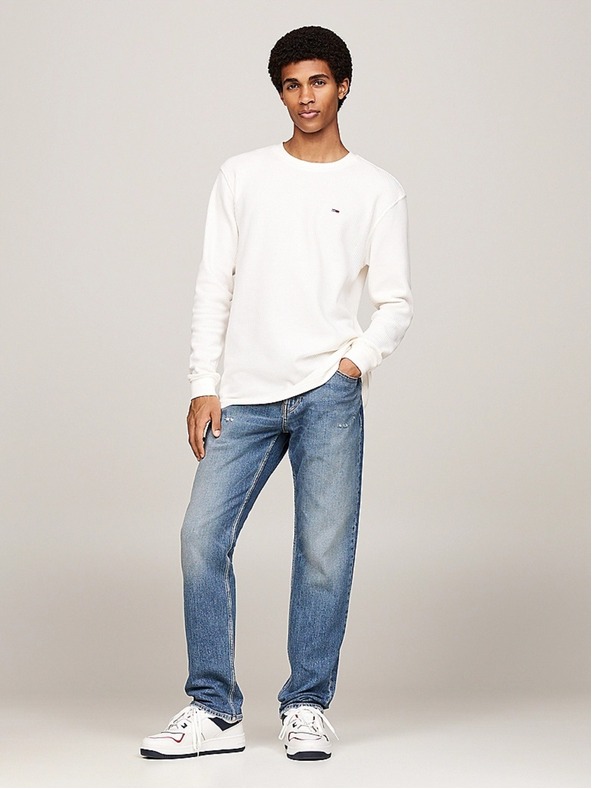 Tommy Jeans Bela moška majica z vafljevim vzorcem Tommy Jeans