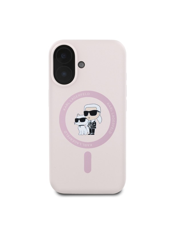 Karl Lagerfeld Karl Lagerfeld Liquid Silicone Karl and Choupette MagSafe zadnji pokrov za iPhone 16 Pink