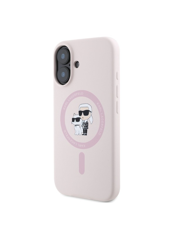 Karl Lagerfeld Karl Lagerfeld Liquid Silicone Karl and Choupette MagSafe zadnji pokrov za iPhone 16 Pink