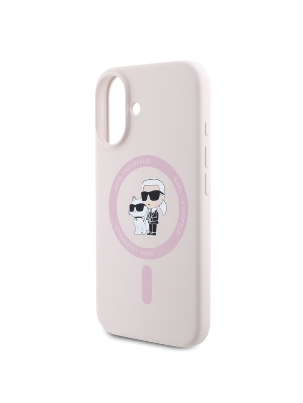 Karl Lagerfeld Karl Lagerfeld Liquid Silicone Karl and Choupette MagSafe zadnji pokrov za iPhone 16 Pink