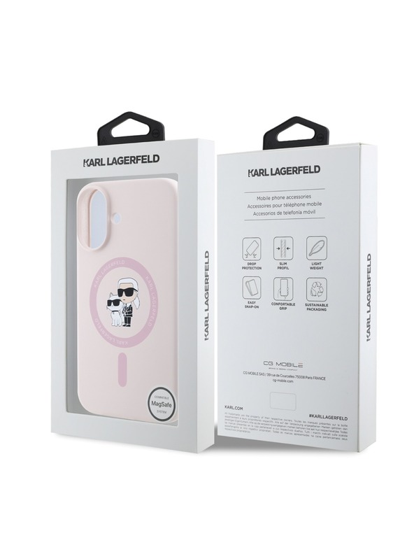 Karl Lagerfeld Karl Lagerfeld Liquid Silicone Karl and Choupette MagSafe zadnji pokrov za iPhone 16 Pink