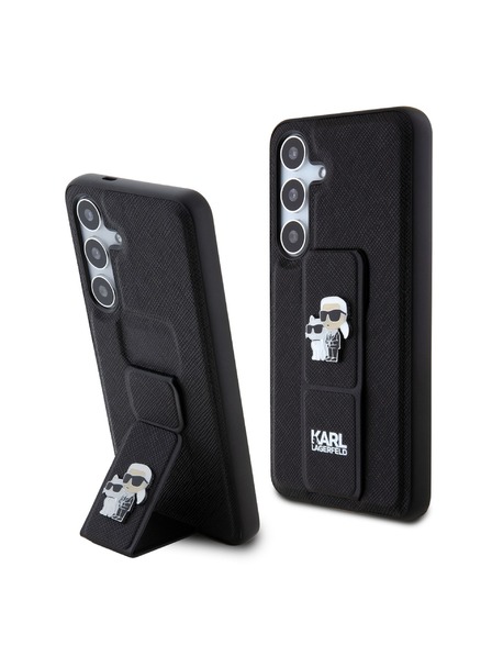 Karl Lagerfeld Karl Lagerfeld Saffiano Grip Stand Metal Logo zadnji pokrov za Samsung Galaxy S24 Black