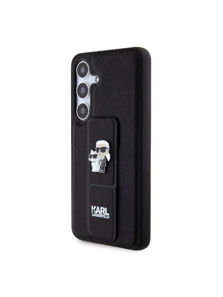 Karl Lagerfeld Karl Lagerfeld Saffiano Grip Stand Metal Logo zadnji pokrov za Samsung Galaxy S24 Black