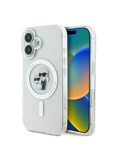 Karl Lagerfeld Karl Lagerfeld IML Glitter Karl and Choupette MagSafe zadnji pokrov za iPhone 16 Transparent