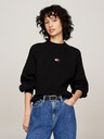 Tommy Jeans Ženska črna jopica Tommy Jeans Badge Rib-Knit Black