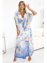 numoco Zračne zavezljive maksi obleke s cvetličnim vzorcem modre vrtnice