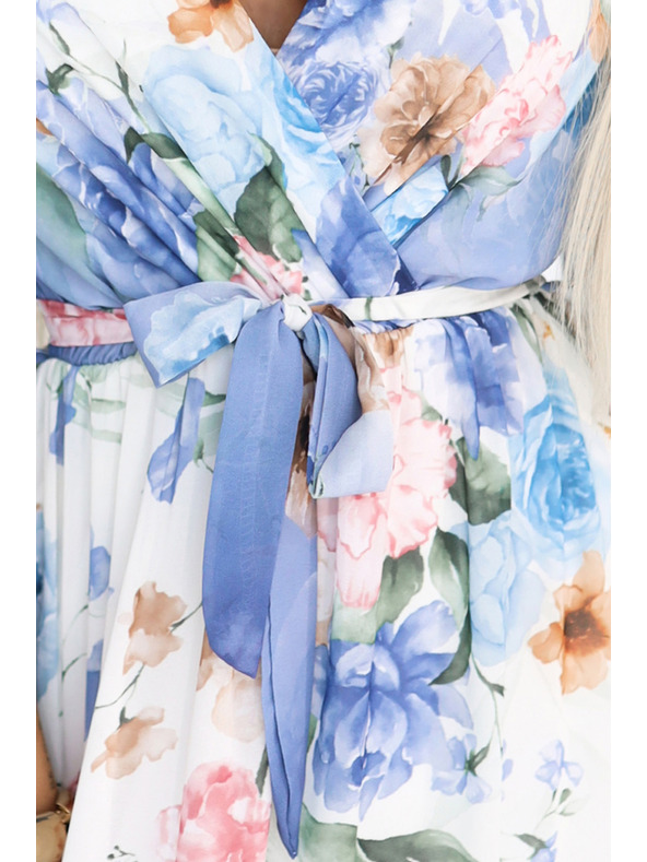 numoco Zračne zavezljive maksi obleke s cvetličnim vzorcem modre vrtnice