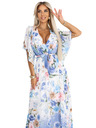 numoco Zračne zavezljive maksi obleke s cvetličnim vzorcem modre vrtnice