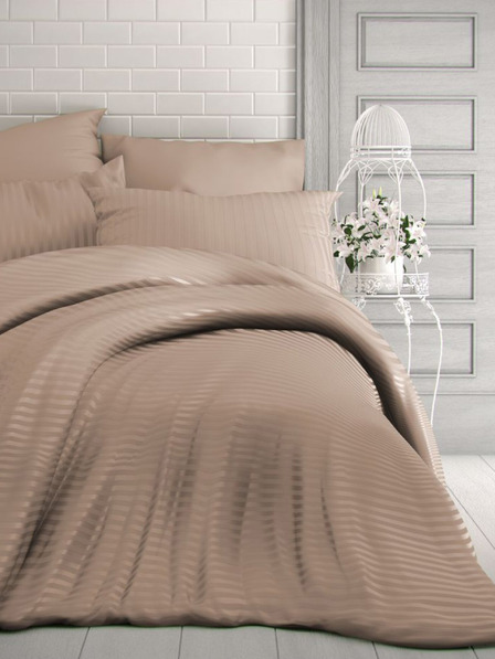 Kvalitex Satenasto podaljšano posteljnino s progami 140x220, 70x90cm bež Kvalitex