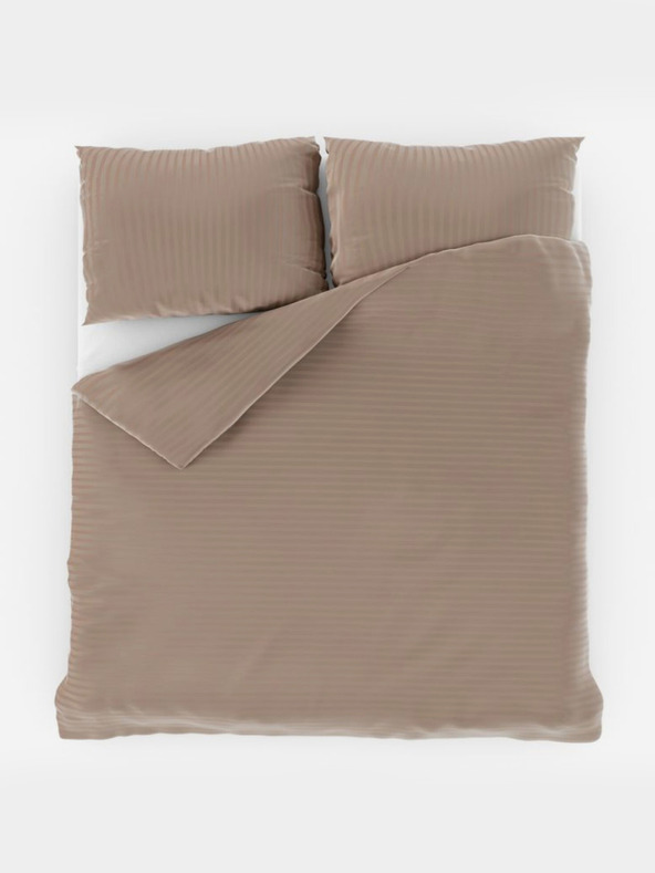 Kvalitex Satenasto podaljšano posteljnino s progami 140x220, 70x90cm bež Kvalitex