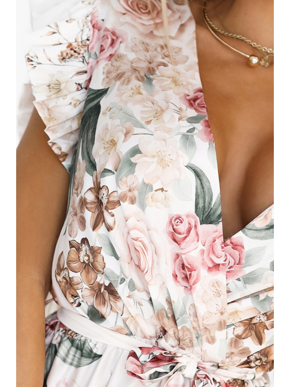 numoco Satenaste maksimalne obleke z globokim izrezom in cvetličnim ombré vzorcem