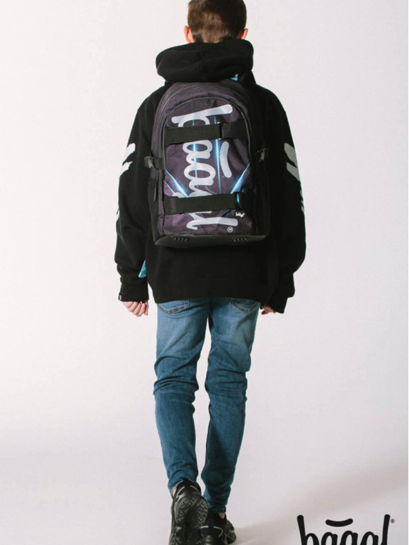 BAAGL  Črni 3 kompleti skate bluelight: nahrbtnik, peresnica, torba Baagl