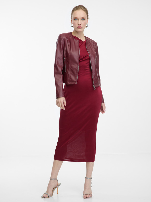 Orsay Vinsko rdeča ženska usnjena jakna ORSAY