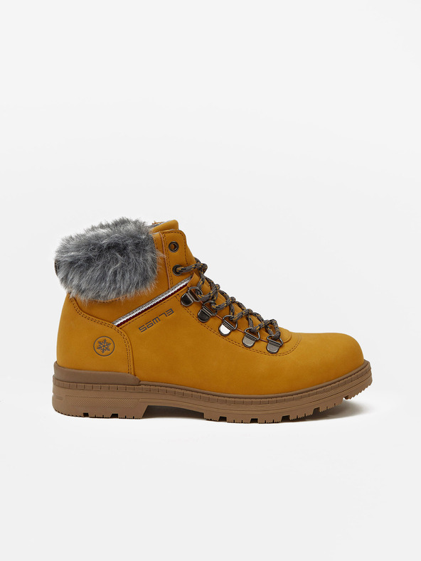 Sam 73 Gorčična barva ženski zimski gležnjarji z umetnim krznom SAM 73 Mantary