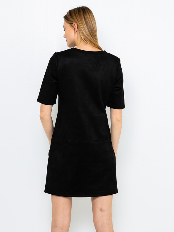 CAMAIEU Črna semiš obleka