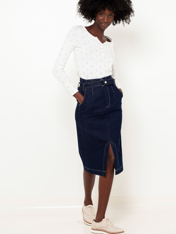 CAMAIEU Bela vzorčasta majica