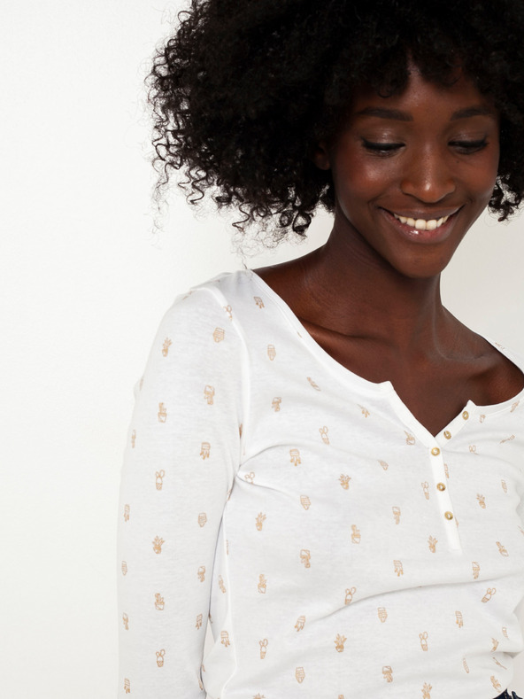 CAMAIEU Bela vzorčasta majica