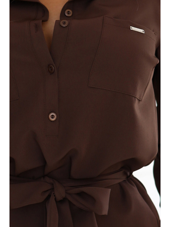 numoco CAMILLE srajčna obleka z žepi in vezanjem