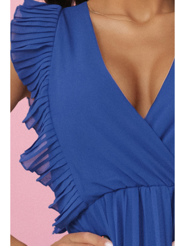 numoco EMILY nagubana obleka z volani in izrezom