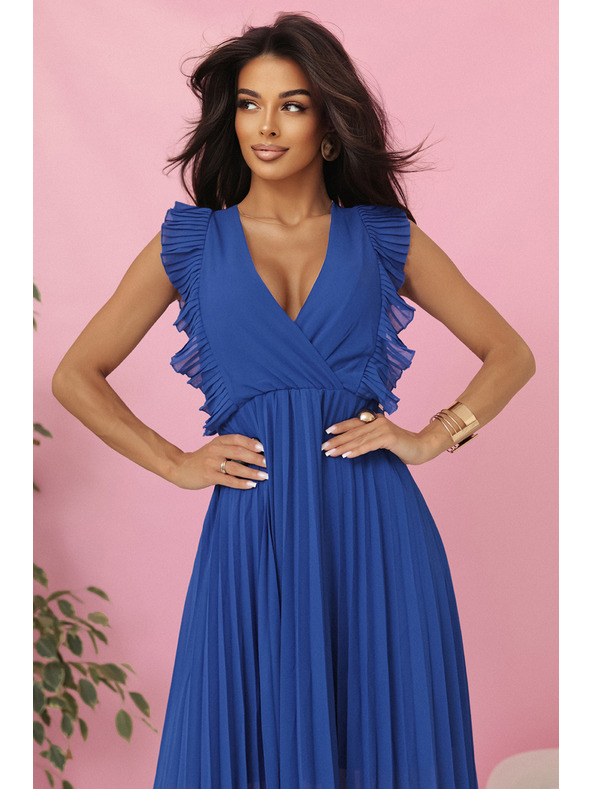 numoco EMILY nagubana obleka z volani in izrezom