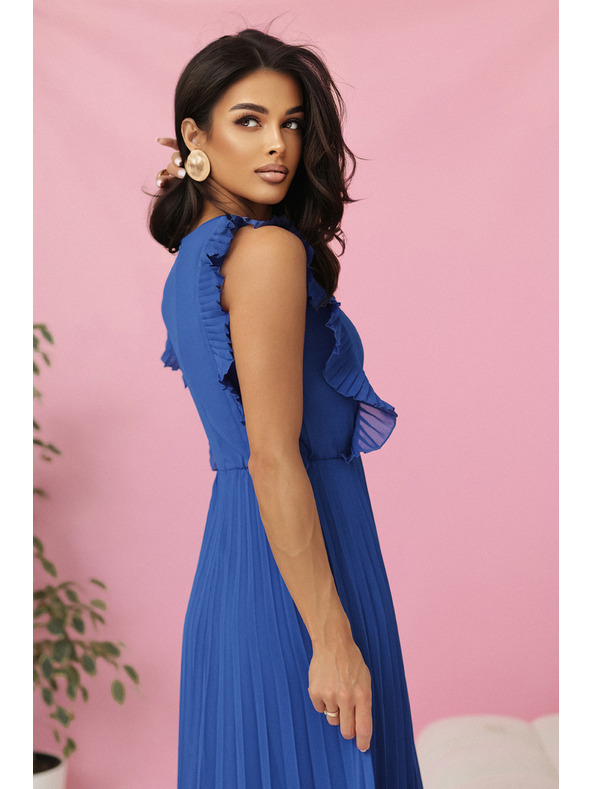 numoco EMILY nagubana obleka z volani in izrezom