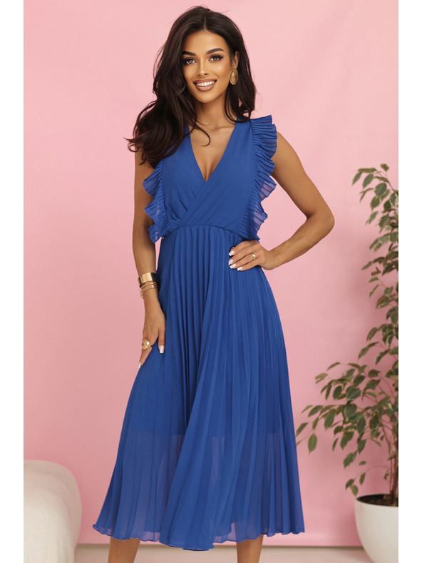 numoco EMILY nagubana obleka z volani in izrezom