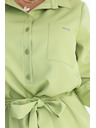 numoco Olivne srajčne obleke CAMILLE z žepi in zavezovanjem