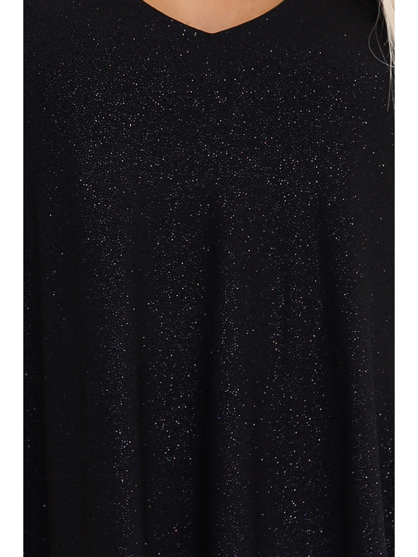 numoco Elegantne obleke z rokaviščki metulja - črne z bleščicami