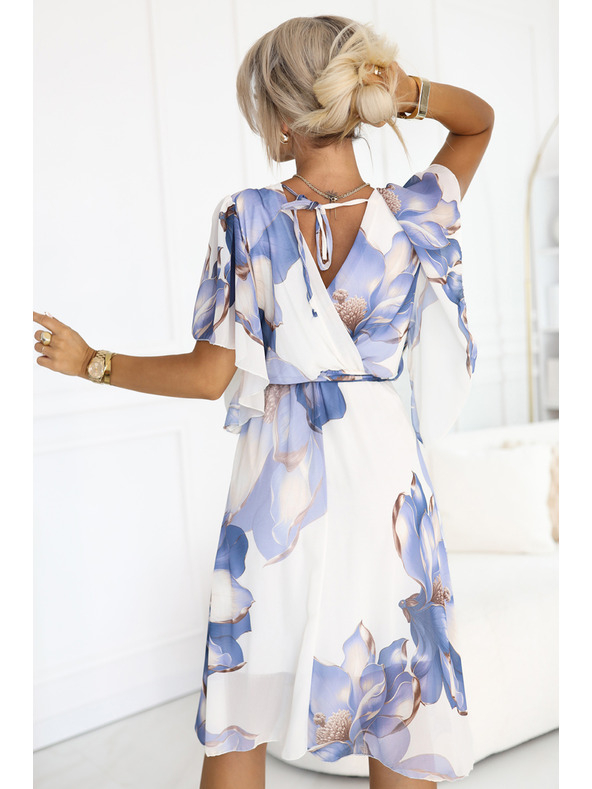 numoco Romantične obleke s preklenjenim izrezom in lahkotnimi rokavi