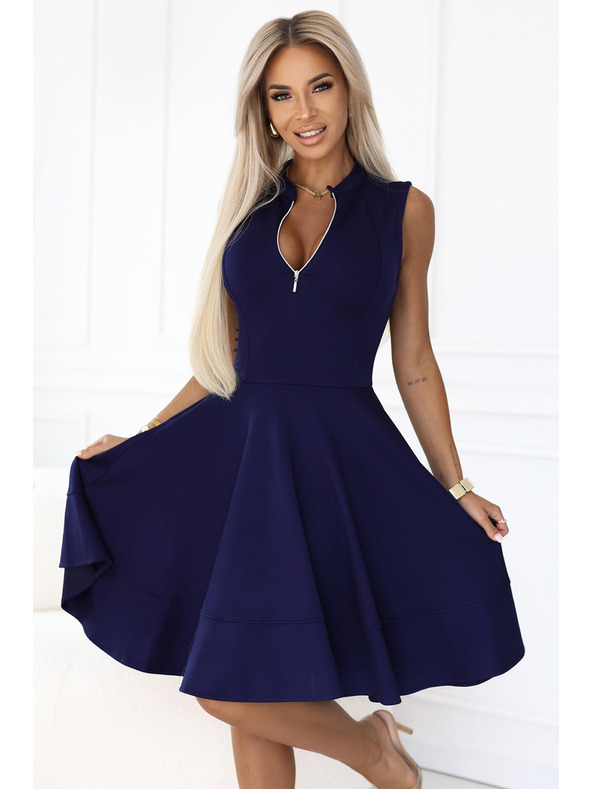 numoco Ekskluzivne obleke z razširjenim spodnjim delom in zlatim zipom