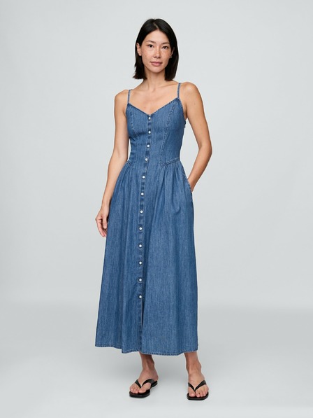 GAP GAP Maxi obleka iz džinsa z žepi