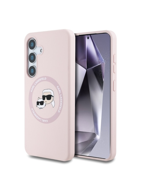 Karl Lagerfeld Karl Lagerfeld Liquid Silicone K&CH Heads MagSafe Zadní Kryt pro Samsung Galaxy S25 Pink