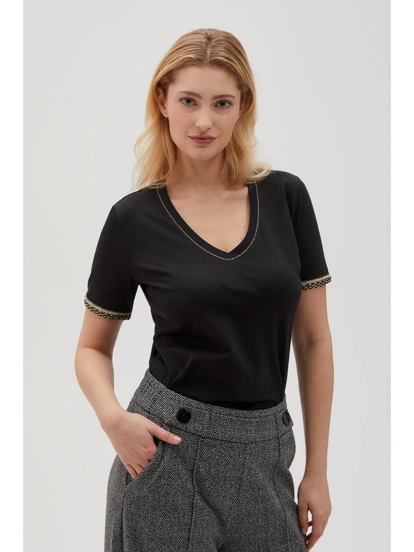 Moodo Črna osnovna majica z V-izrezom
