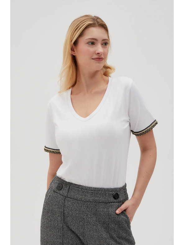 Moodo Belo osnovno majico z V-izrezom