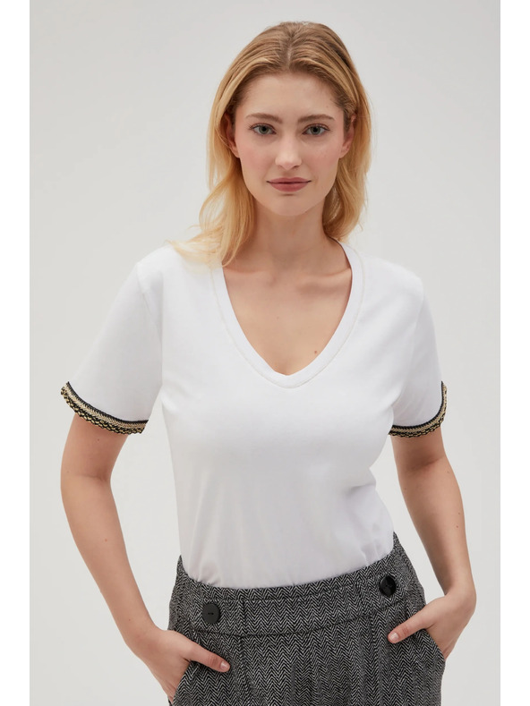 Moodo Belo osnovno majico z V-izrezom