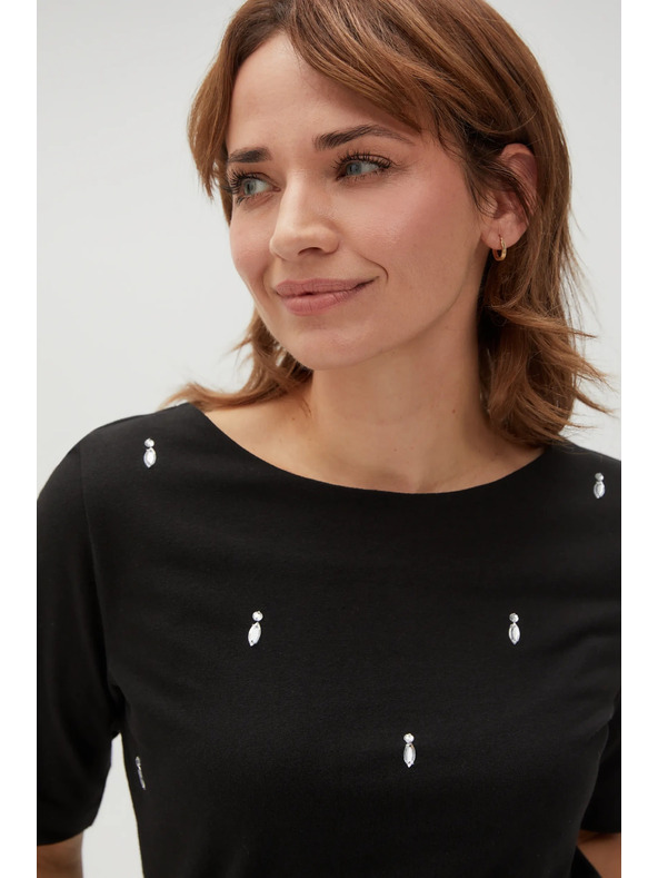 Moodo Črna vzorčasta majica