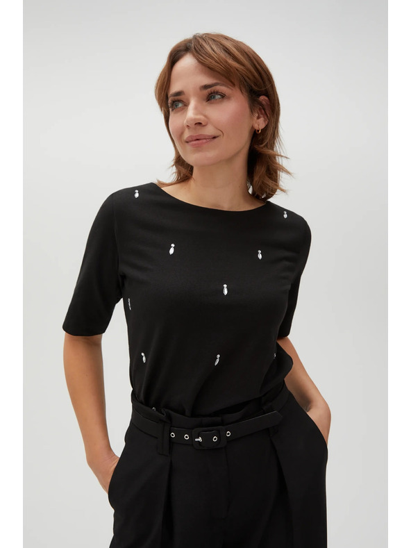 Moodo Črna vzorčasta majica