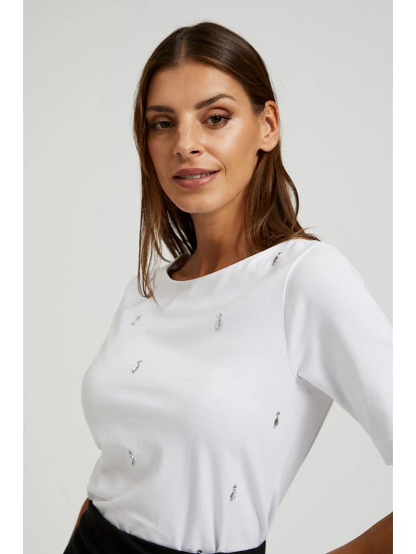 Moodo Belo osnovno majico s 3/4 rokavi