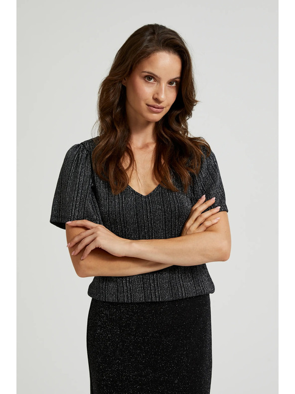 Moodo Srebrn top s kratkimi rokavi