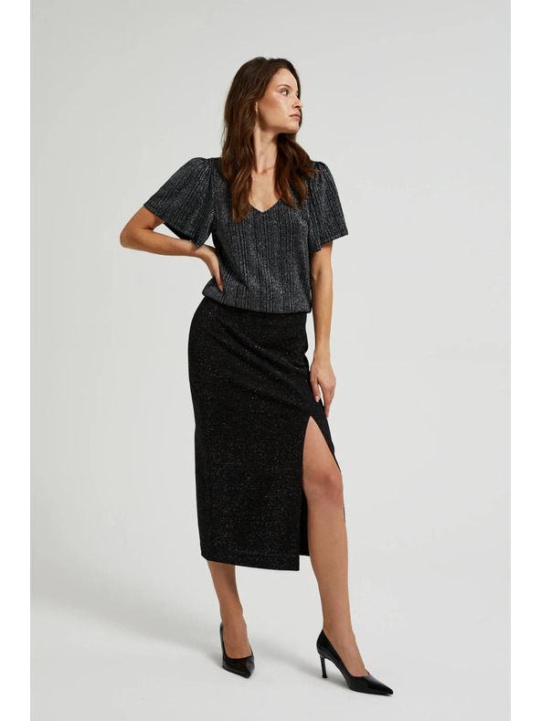 Moodo Srebrn top s kratkimi rokavi