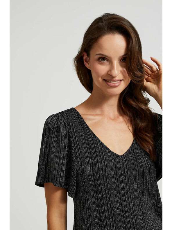 Moodo Srebrn top s kratkimi rokavi