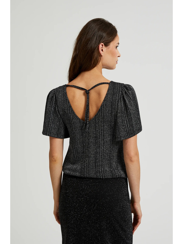 Moodo Srebrn top s kratkimi rokavi