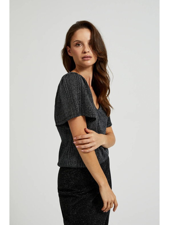 Moodo Srebrn top s kratkimi rokavi