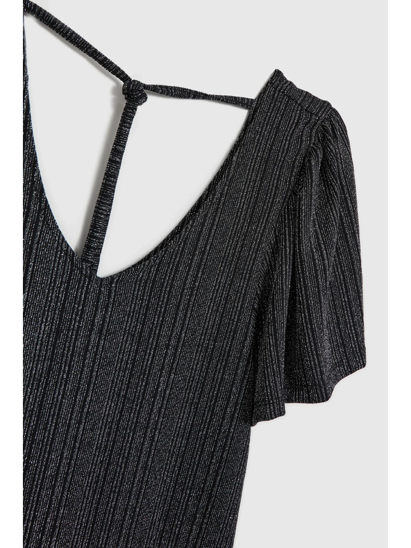 Moodo Srebrn top s kratkimi rokavi