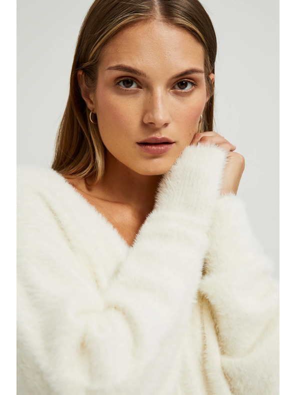 Moodo Bel pulover z V-izrezom