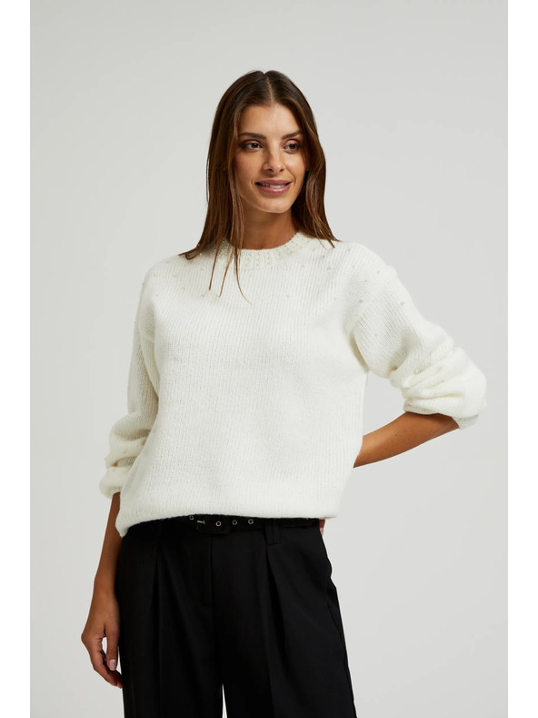Moodo Bel pulover z balončastimi rokavi