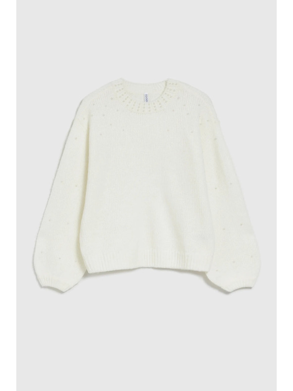 Moodo Bel pulover z balončastimi rokavi