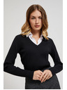 Moodo Črn ženski top z dolgimi rokavi